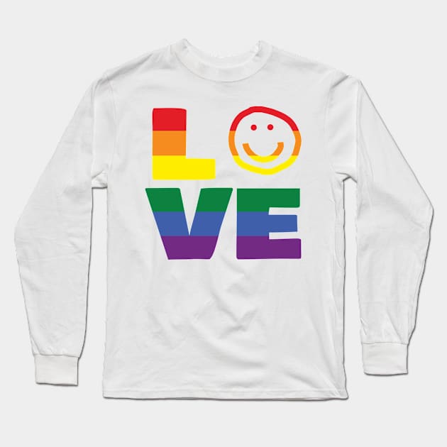 Pride Love Smiley Face Long Sleeve T-Shirt by ellenhenryart